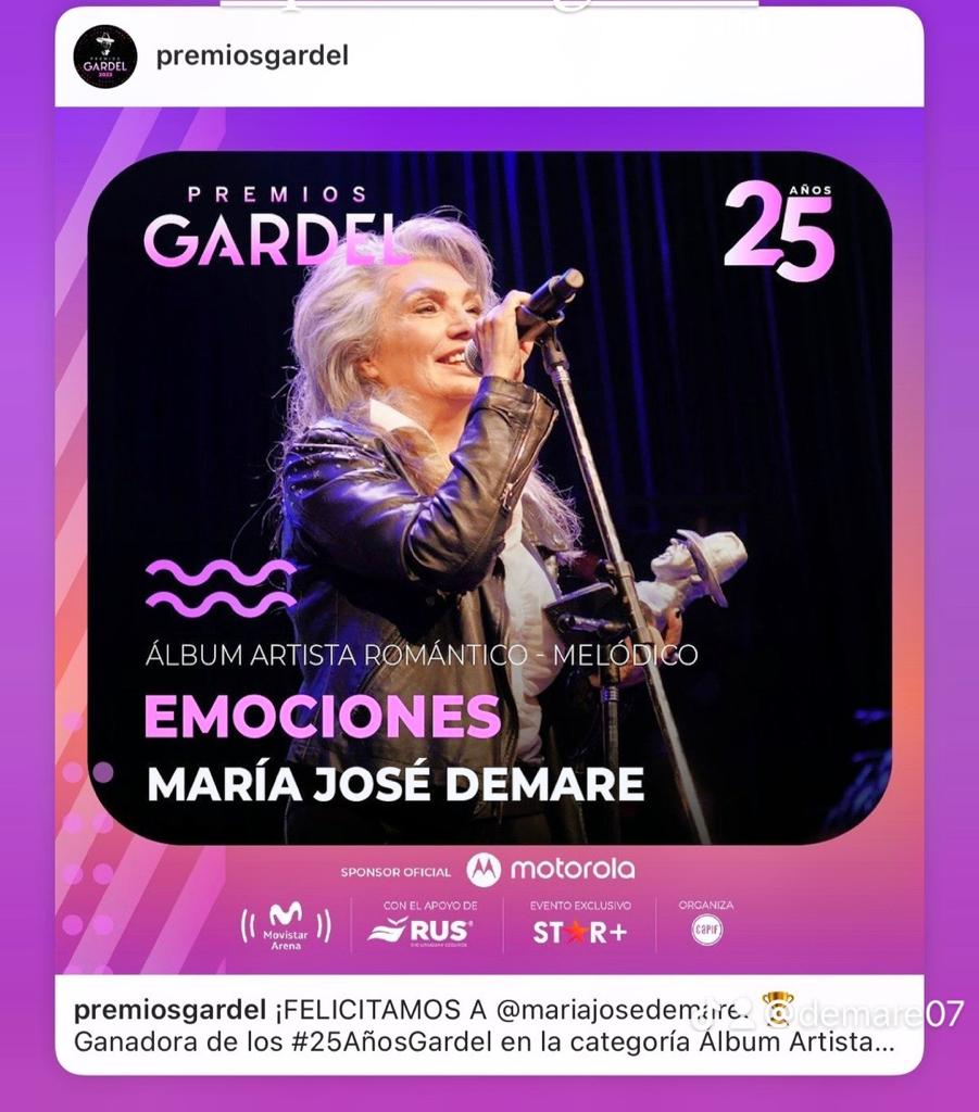 Ganadora Premios Gardel Aritsta Albúm Melódico Romántico